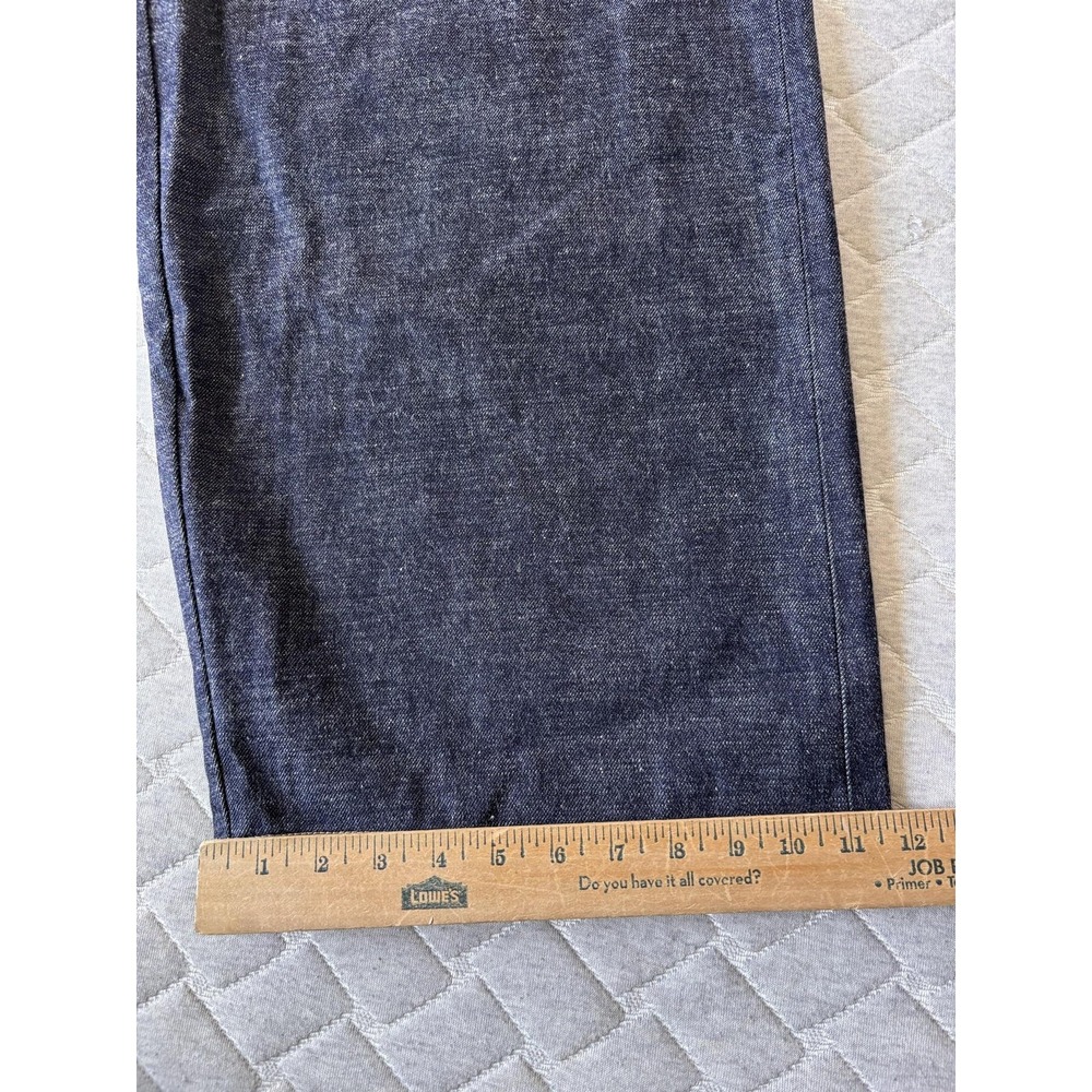 House Of Errors Jeans Mens 40x30 Blue Melting Leather Selvedge Denim Wide Leg - Picture 10 of 11